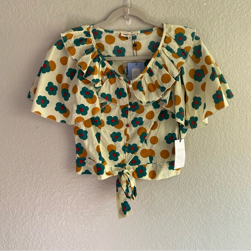 Saint Geraldine floral blouse Kathleen Dutch Dot Top